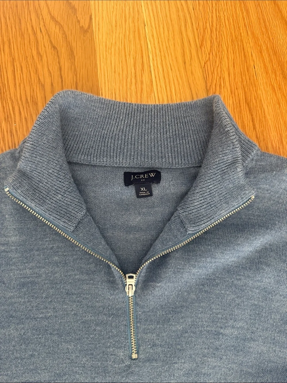 J. Crew Men's Heathered Blue Half-Zip Sweater